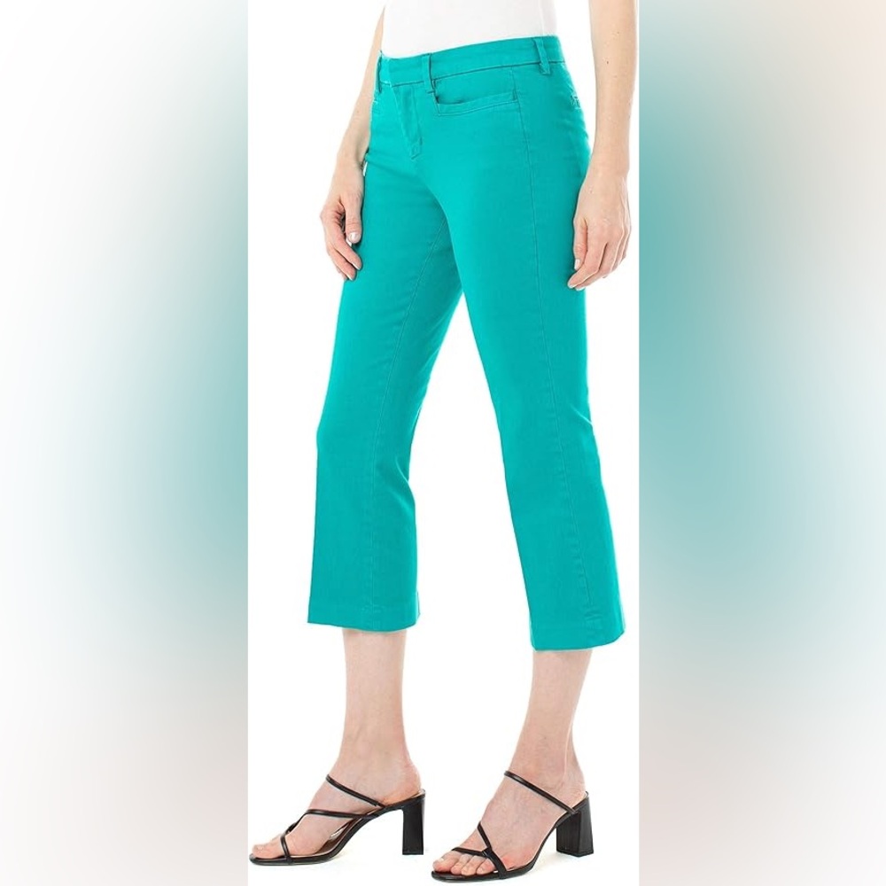 Liverpool Turquoise Kick Flare Crop Jeans, 14 - Picture 2 of 10